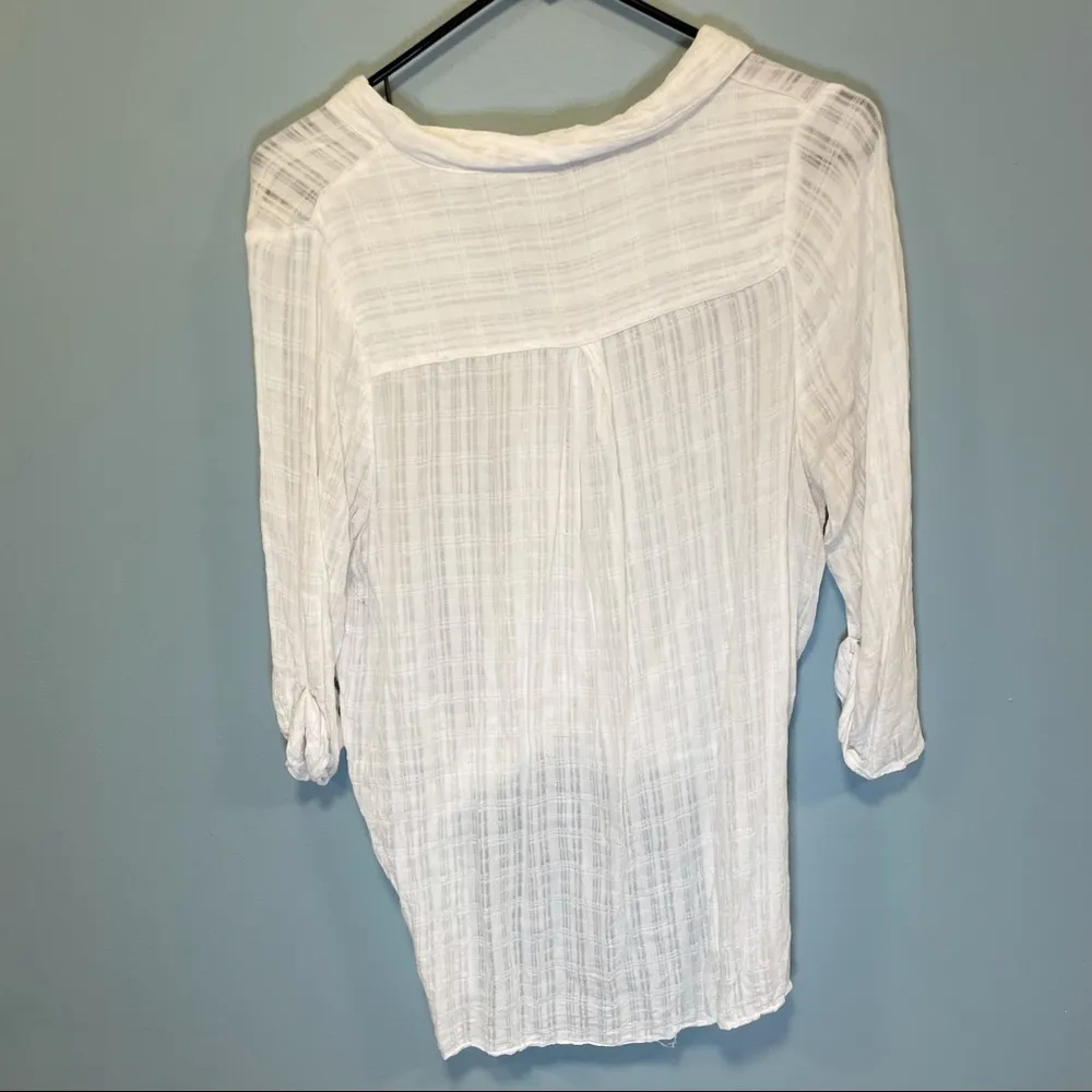 Glassons! White textured half sleeve hi lo blouse shirt size 8 medium! - Image 3