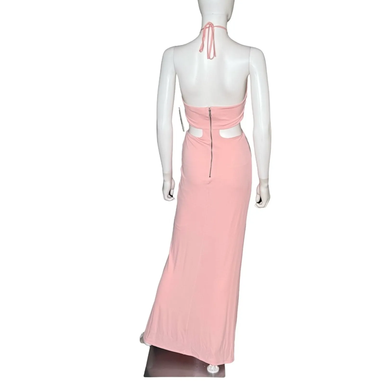Alice + Olivia Marguerite Cutout Jersey Halterneck Maxi Dress English Rose Sz 6 - Image 5
