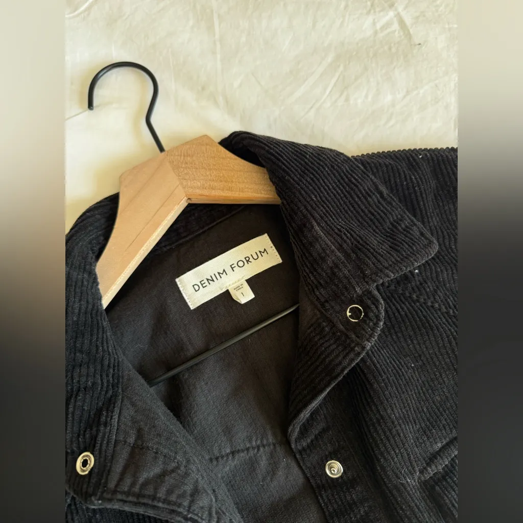 Denim Forum Size 1 Black Corduroy Pearl Snap Shacket Thick Overshirt Button Up - Image 4