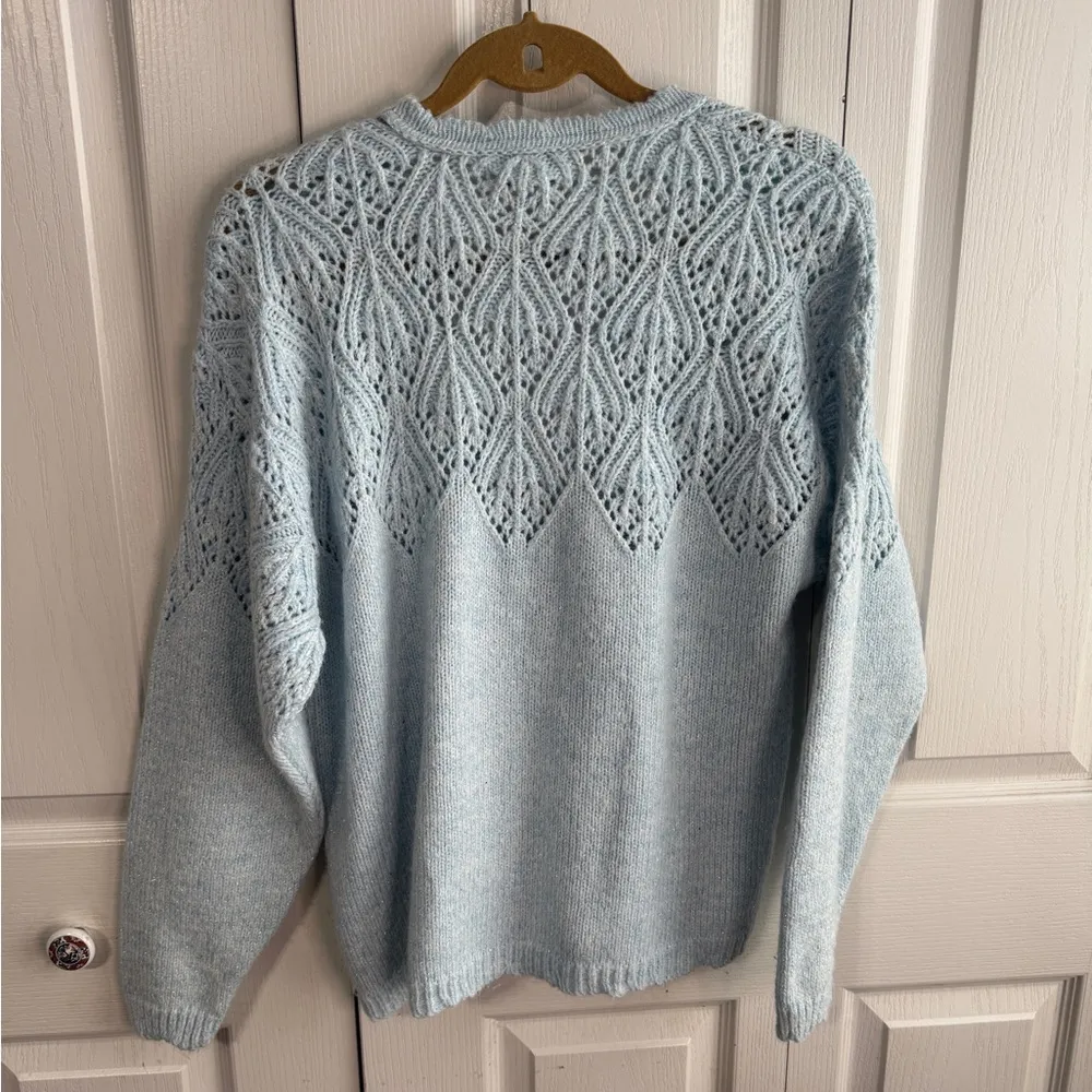 Carriage Court light blue button up cardigan size large - Image 6