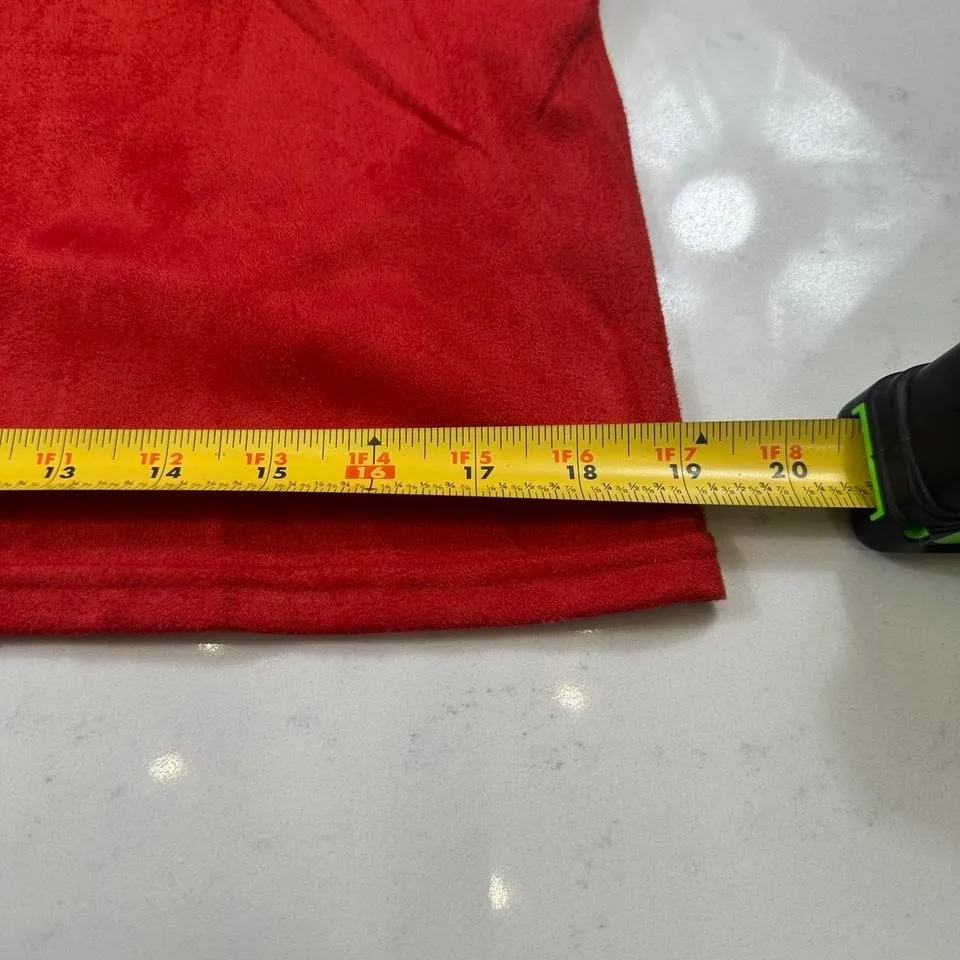 NWOT Zara T Shirt Mini Dress S Womens Red Faux Suede Back Zipper Short Sleeve - Image 6