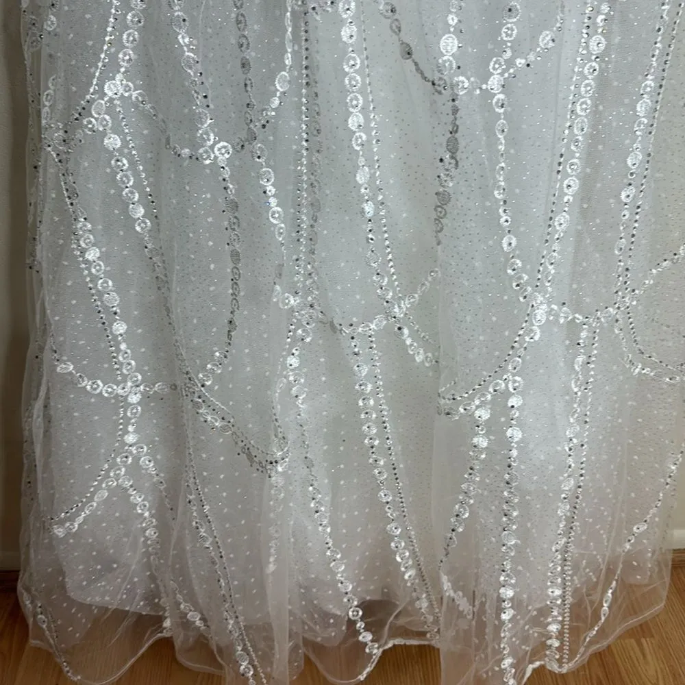 Mac Duggal EMBELLISHED ONE SHOULDER A LINE GOWN wedding pageant white dress 12 - Image 7