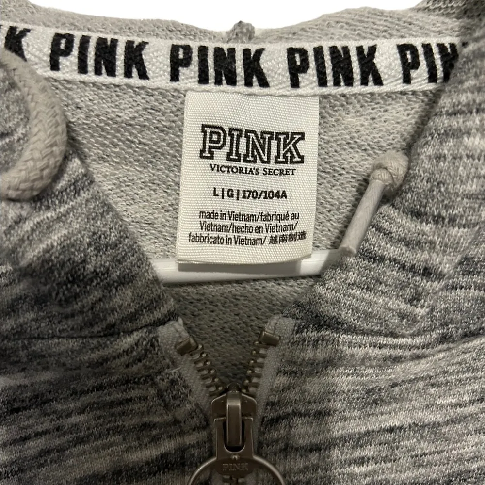 Pink grey 3/4 zip hoodie pullover size large - Image 4