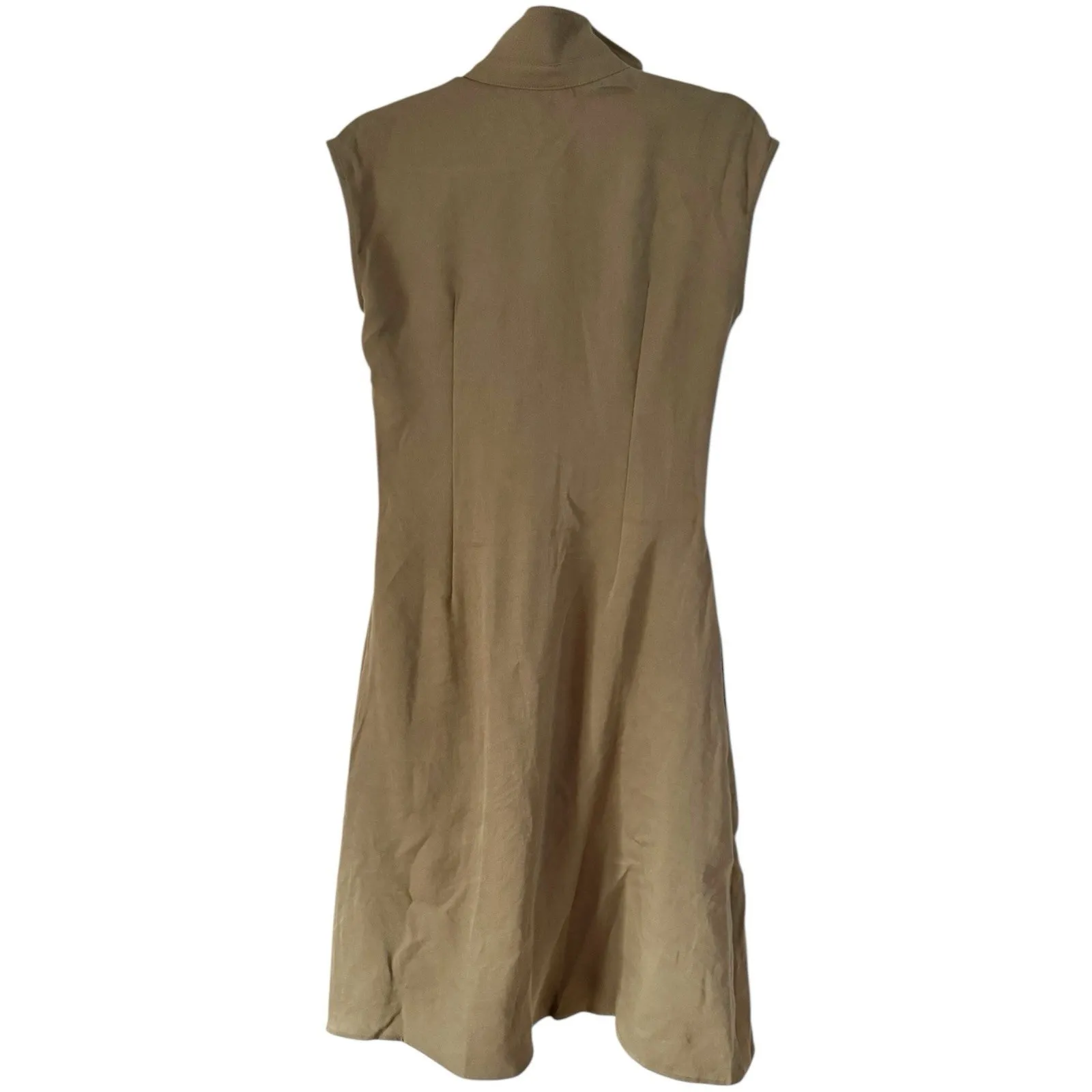 NWT OGL Viscose Linen Collared V Neck Drawstring MIDI Dress Green Size Small - Image 4