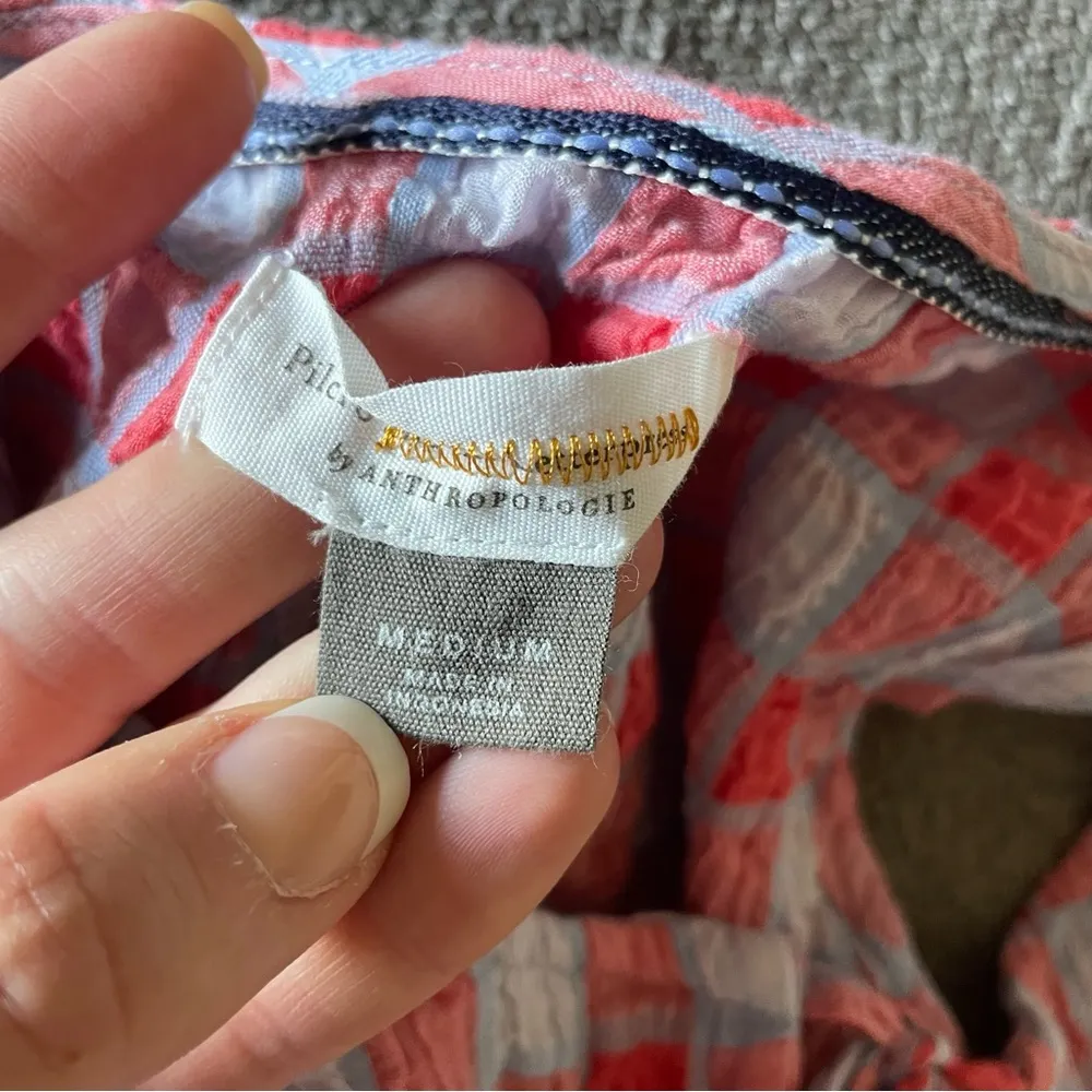 Pilcro and The Letterpress by Anthropologie Plaid Boho Tiered Blouse Medium - Image 7