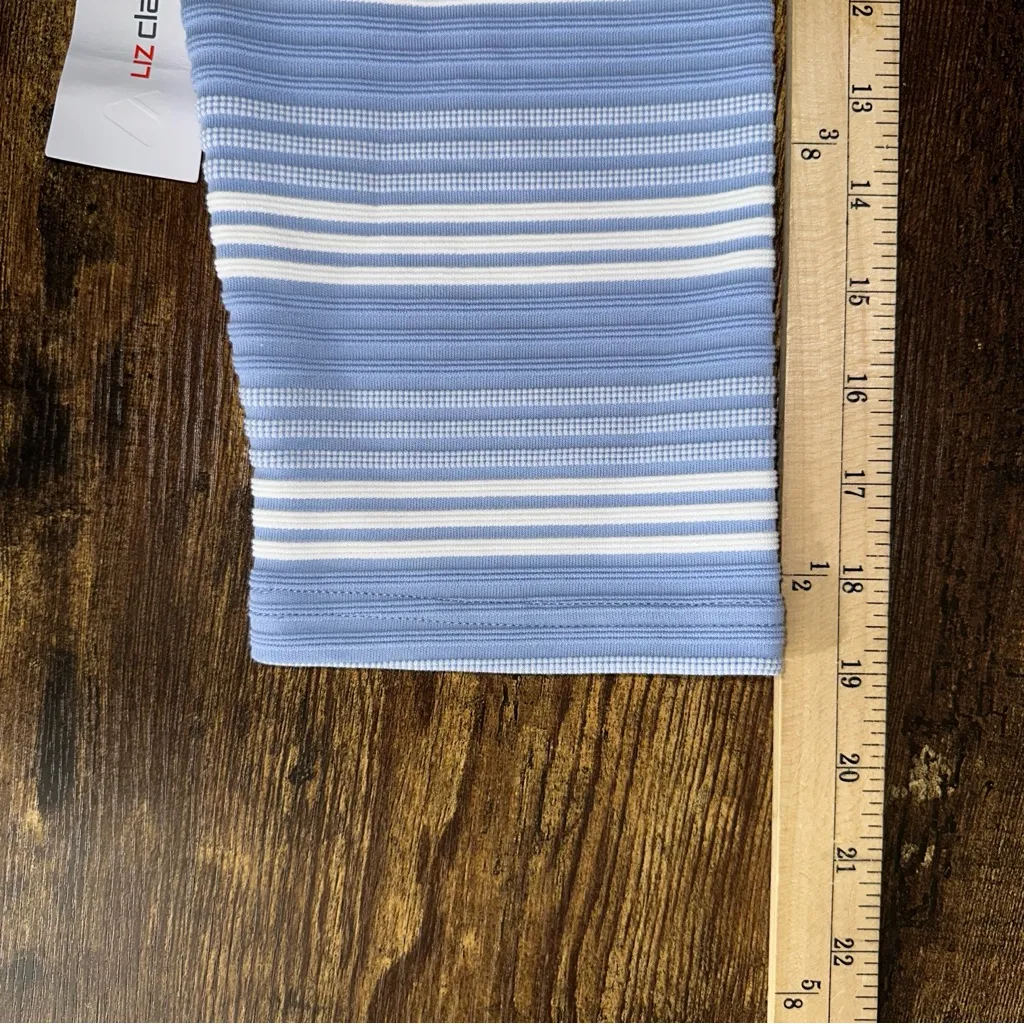 Liz Claiborne Top Women's Large Brunnera Blue and White Stripe Knit Tunic NEW - Image 7