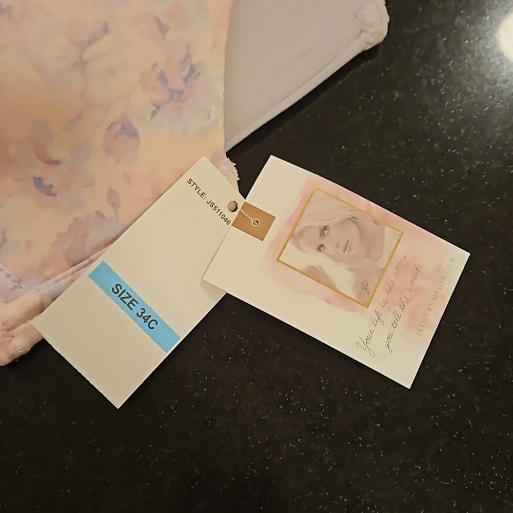 💕JESSICA SIMPSON💕 Wirefree Bras (2 Pack) Pink Floral & Gray 34C NWT - Image 11