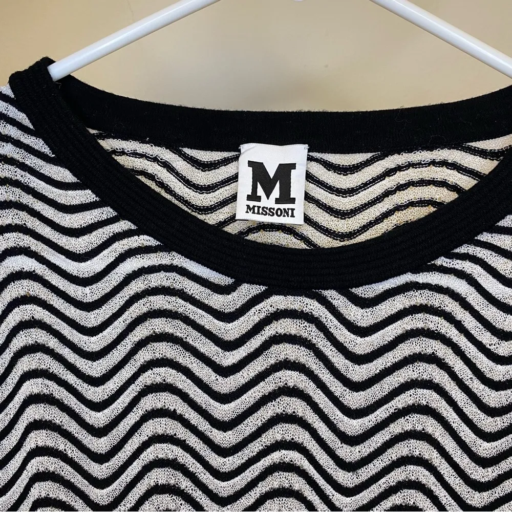 MISSONI Zigzag Pattern Fine Knit Lightweight Sweater Blouse Metallic Gold XXL 12 - Image 3