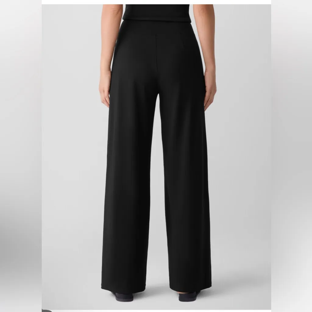 EILEEN FISHER Stretch Jersey Knit Wide Leg Pant In Black Size Medium Petite - Image 2