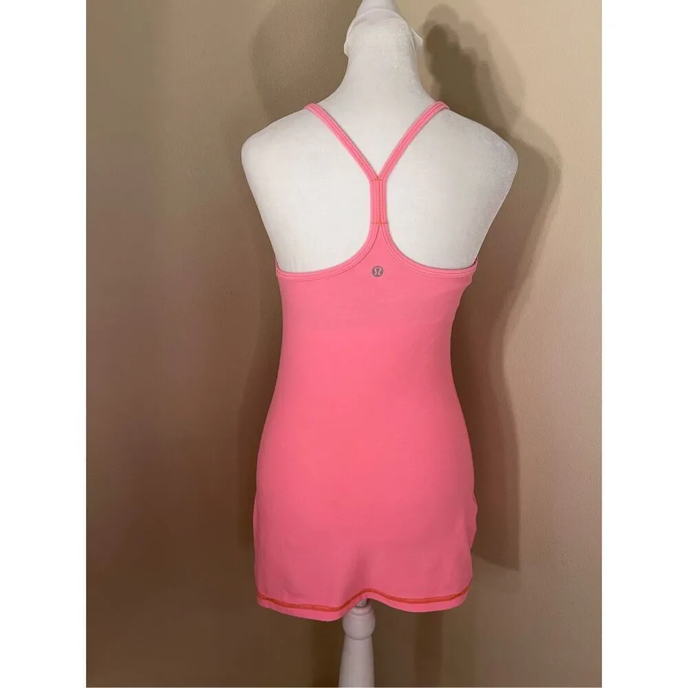 Lululemon Pink Orange Peach Grapefruit Power Y Tank Top Size 6 - Image 2