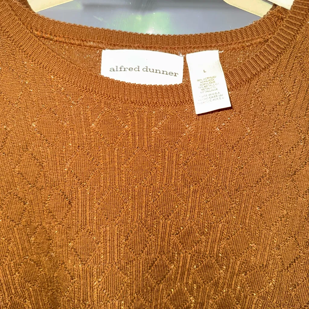 Alfred Dunner Textured Knit Top in Warm Brown - Image 2