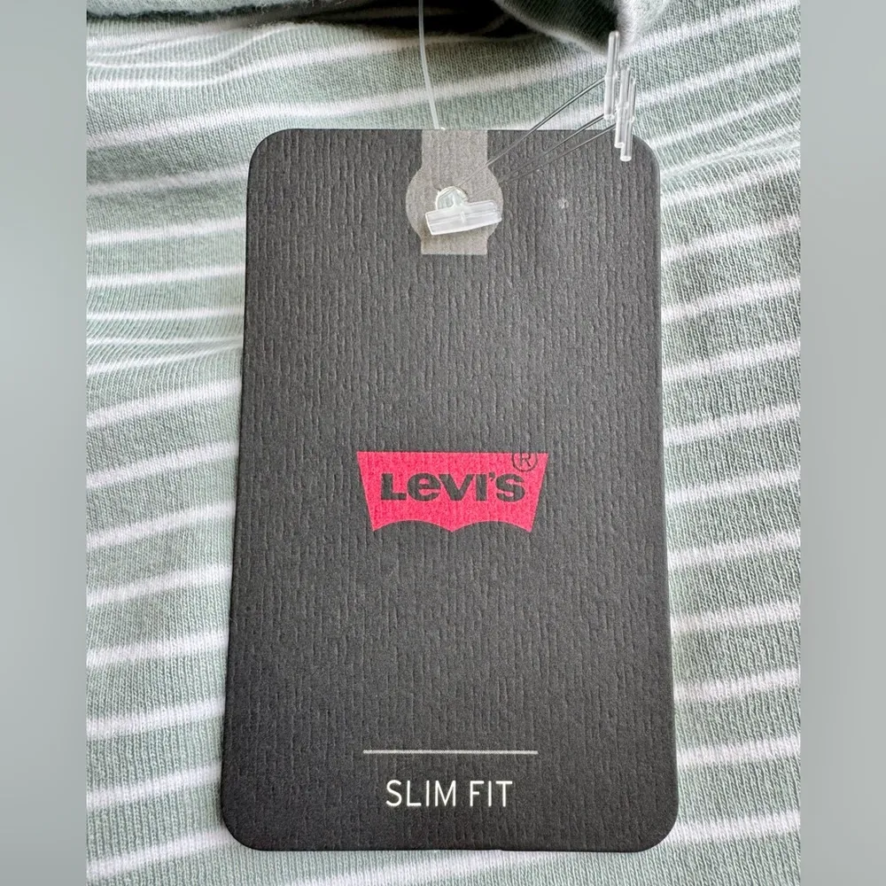 Women’s Levi’s Effortless Short Sleeve Striped Green Women's Top Size XL NWT - Image 11