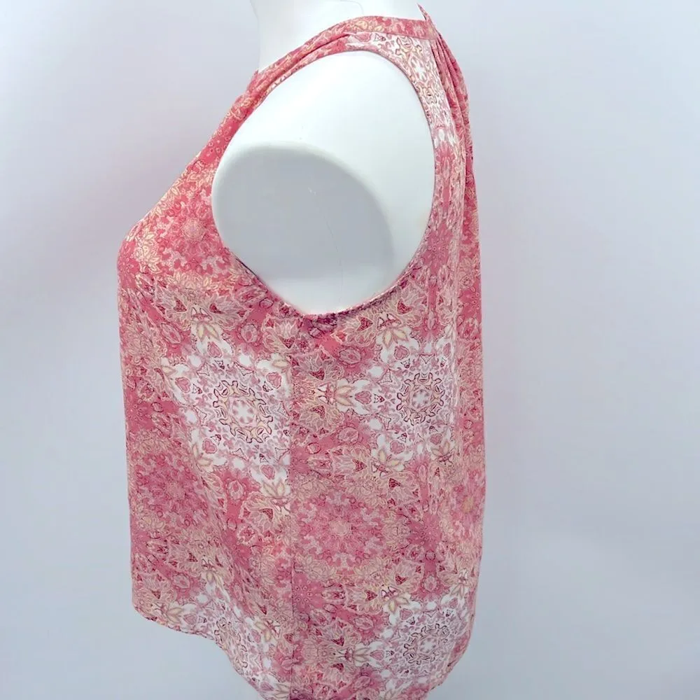 Carolina Belle mandala print sleeveless pink white top - Image 3