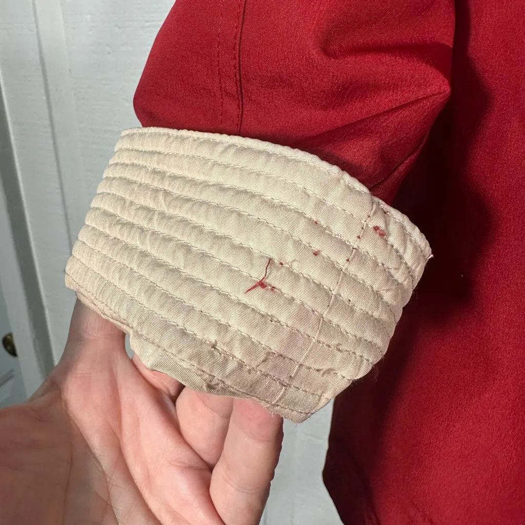 Kim Rogers Red and Tan Hooded Lightweight Rain Jacket Size Large EUC - Image 8