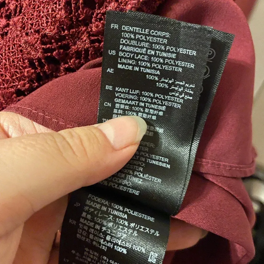 SANDRO CRANBERRY CROCHET LACE FIT & FLARE DRESS - Image 5