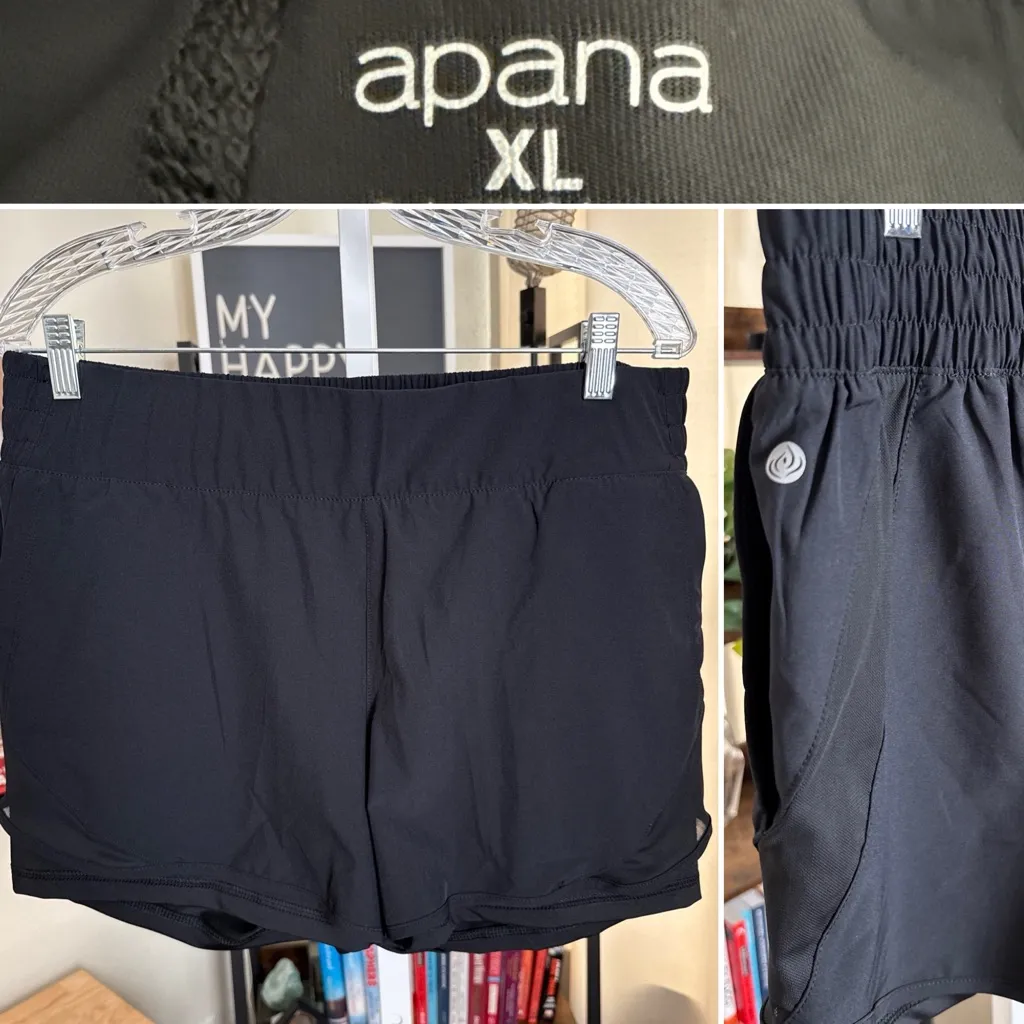 Apana Shorts Women's Size XL Black Athletic Lined Lightweight Stretch - Image 2