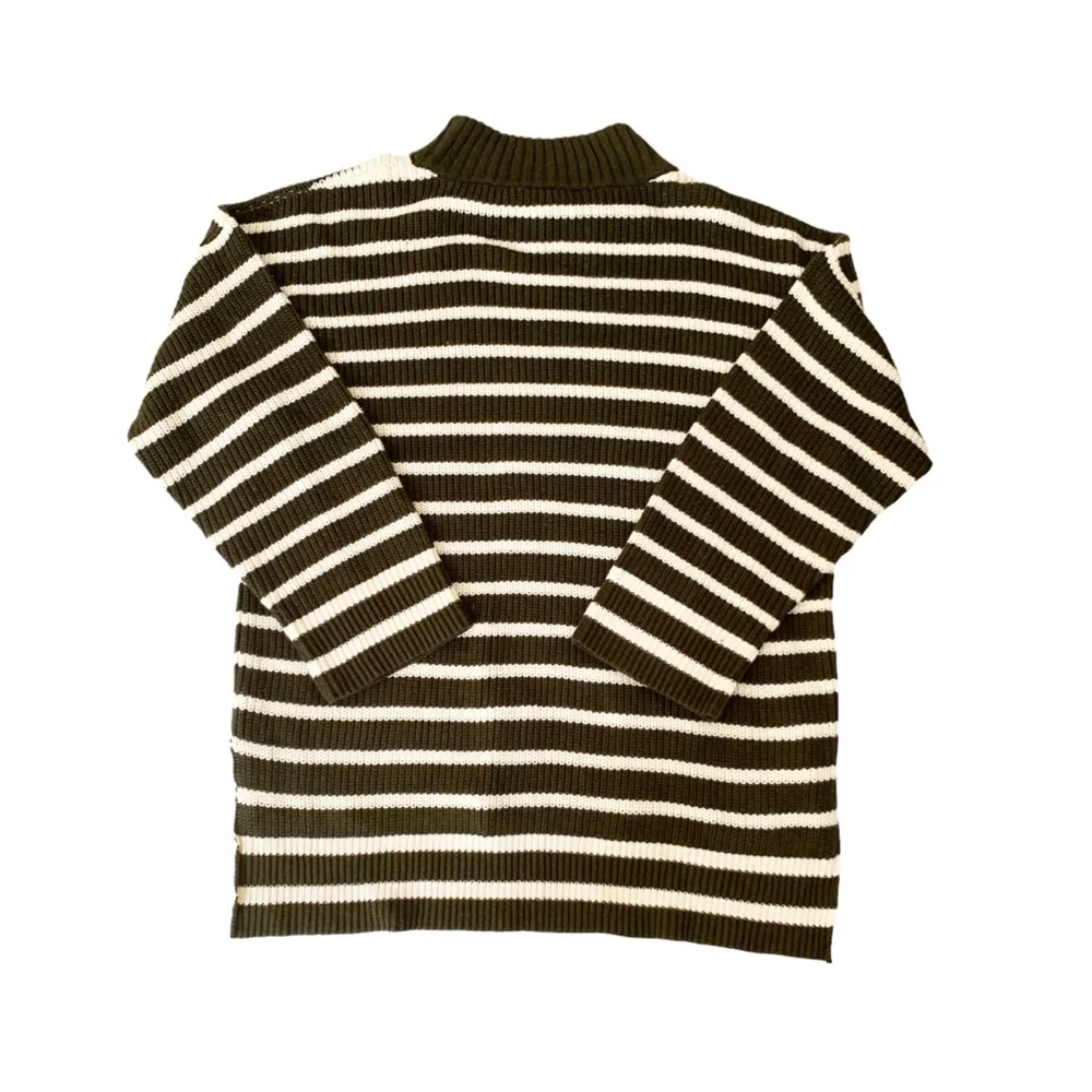 Apiece Apart Carolina Olive Stripes Eco Organic Cotton Pullover Sweater M/L NWT - Image 6