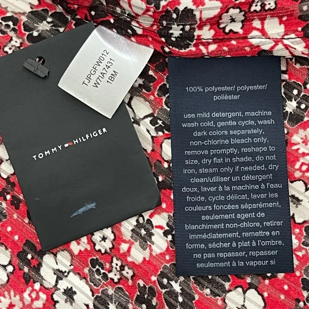 Tommy Hilfiger floral cuff sleeves ruffled collar button up shirt plus size - Image 10