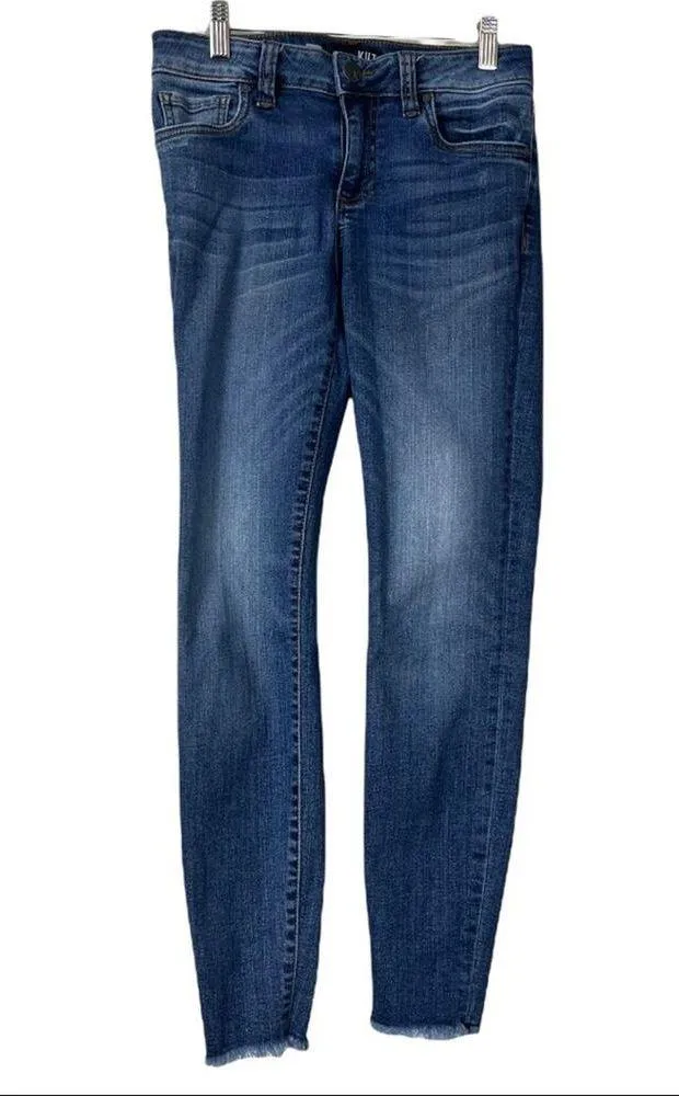 Kut from the Kloth Connie Ankle Skinny Raw Hem Medium Wash Mid Rise Jeans Size 0 - Image 3
