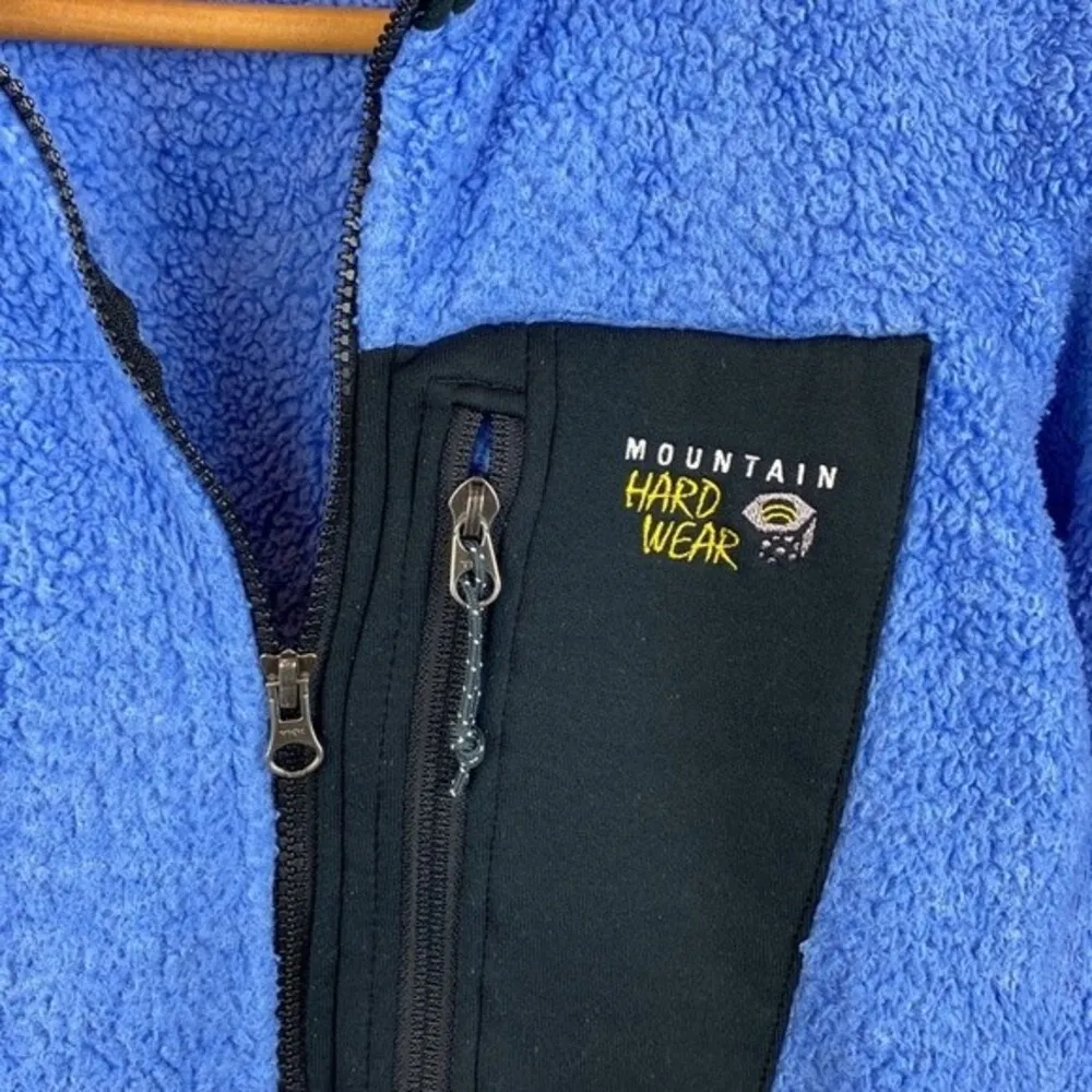 Mountain Hardwear Women's Blue & Black Fuzzy Fleece Zip Up Jacket S - Image 4