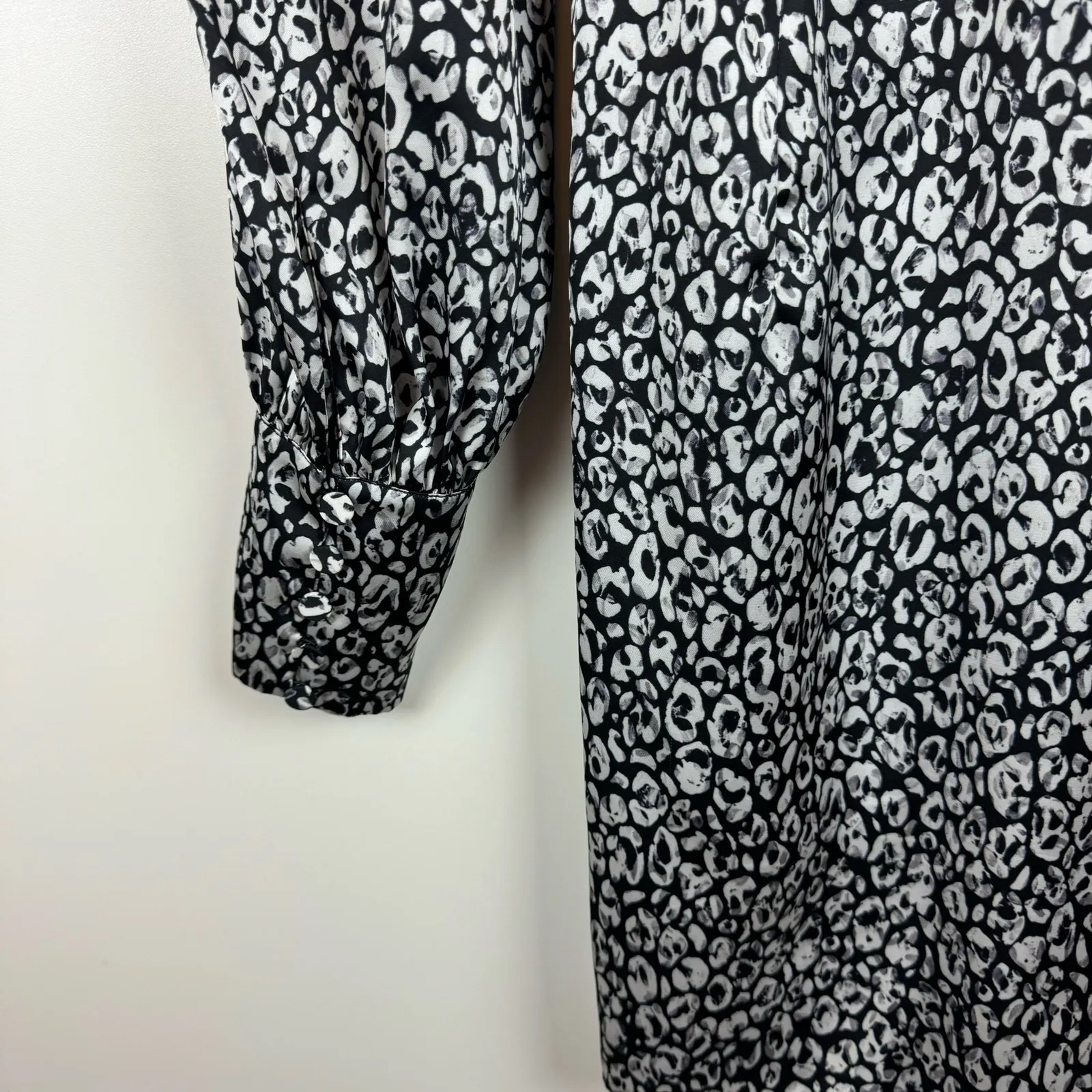 L'Academie‎ Joyce Belted Mini Cocktail Dress Black White Abstract Cheetah Size S - Image 7