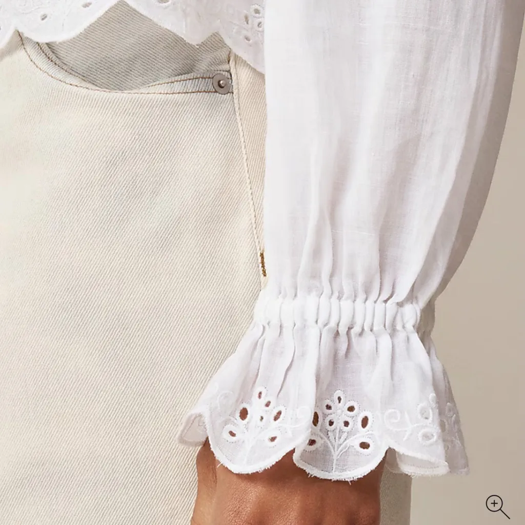 J.Crew Scallop-trim tie-front top in ramie - Image 2