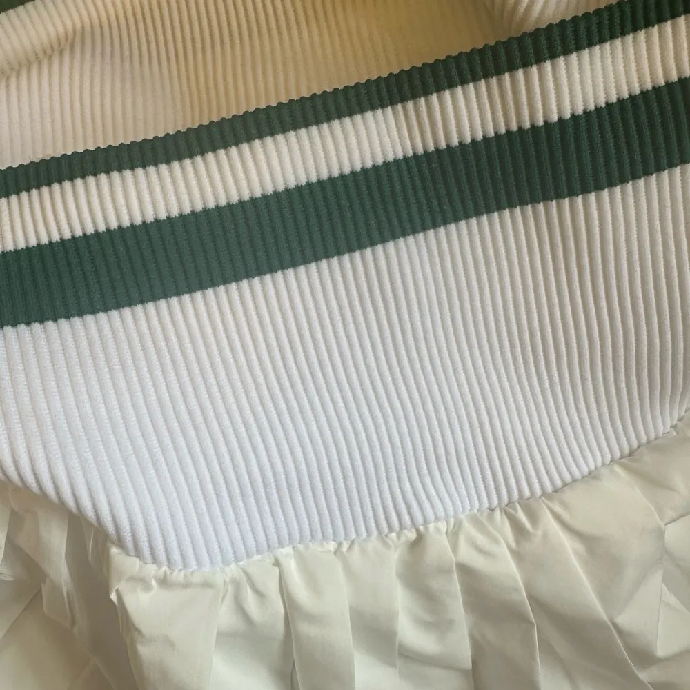 Free People Movement Doubles Skort Skirt White w Green Stripe NWOT - Image 9