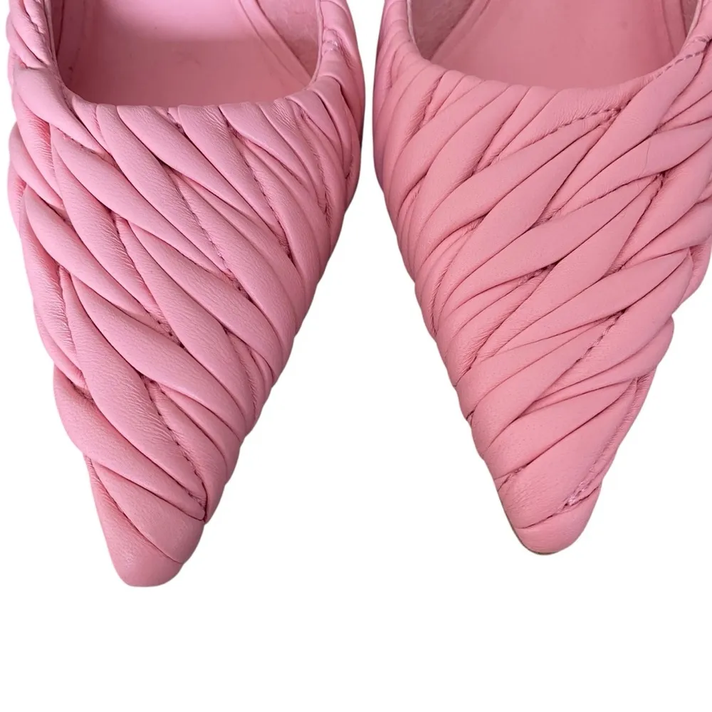 Jeffrey Campbell Copin Pleated Padded Mid Heel Pink Leather Mule size 9 NWOB - Image 5