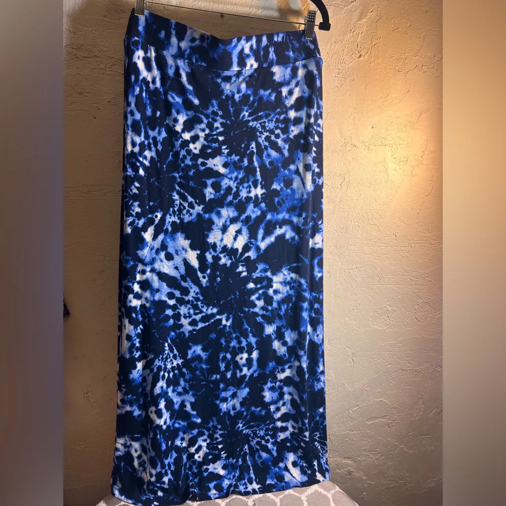 Torrid Blue and White Tie-Dye Maxi Skirt 1X boho casual festival flowy resort - Image 7