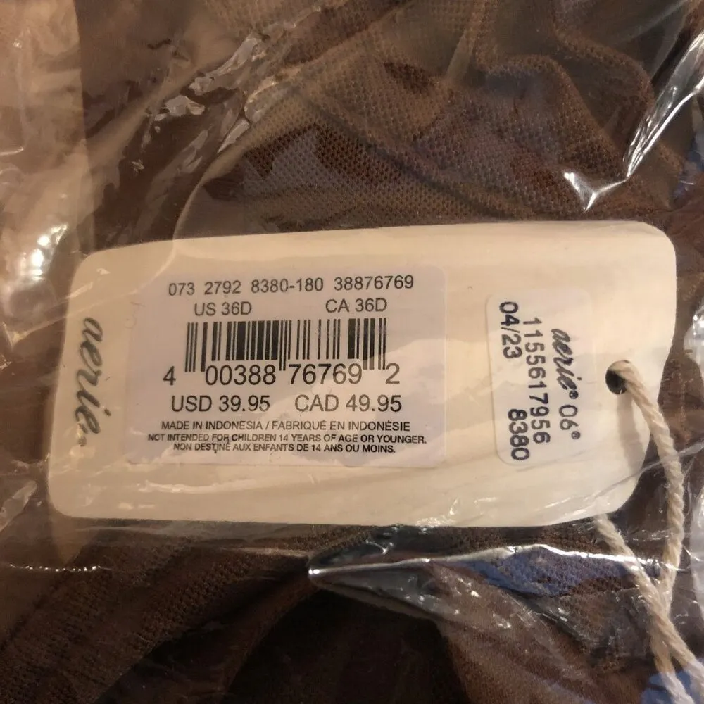 Smoothez by Aerie Bra Balconette Sheer Mesh Unlined Underwire Brown 36D - Image 4