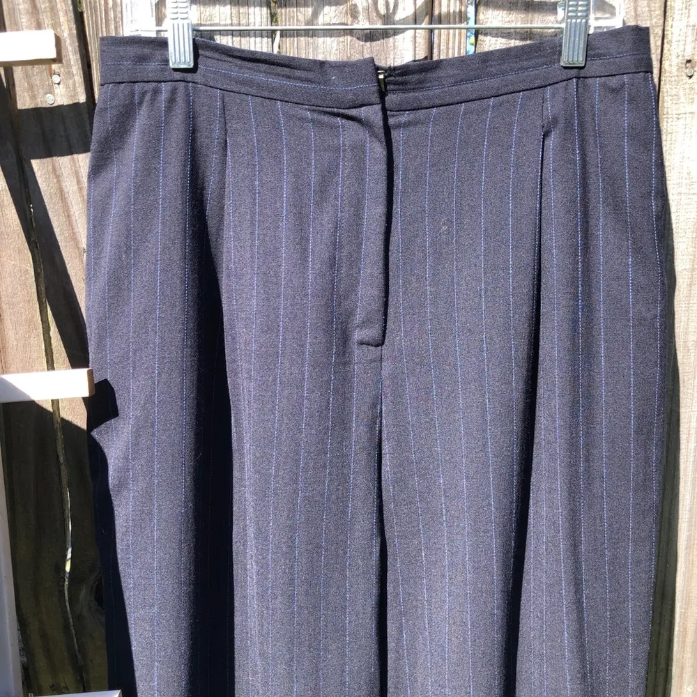 Vintage  Wool Blue Pin Striped Pant Suit 14 - Image 3