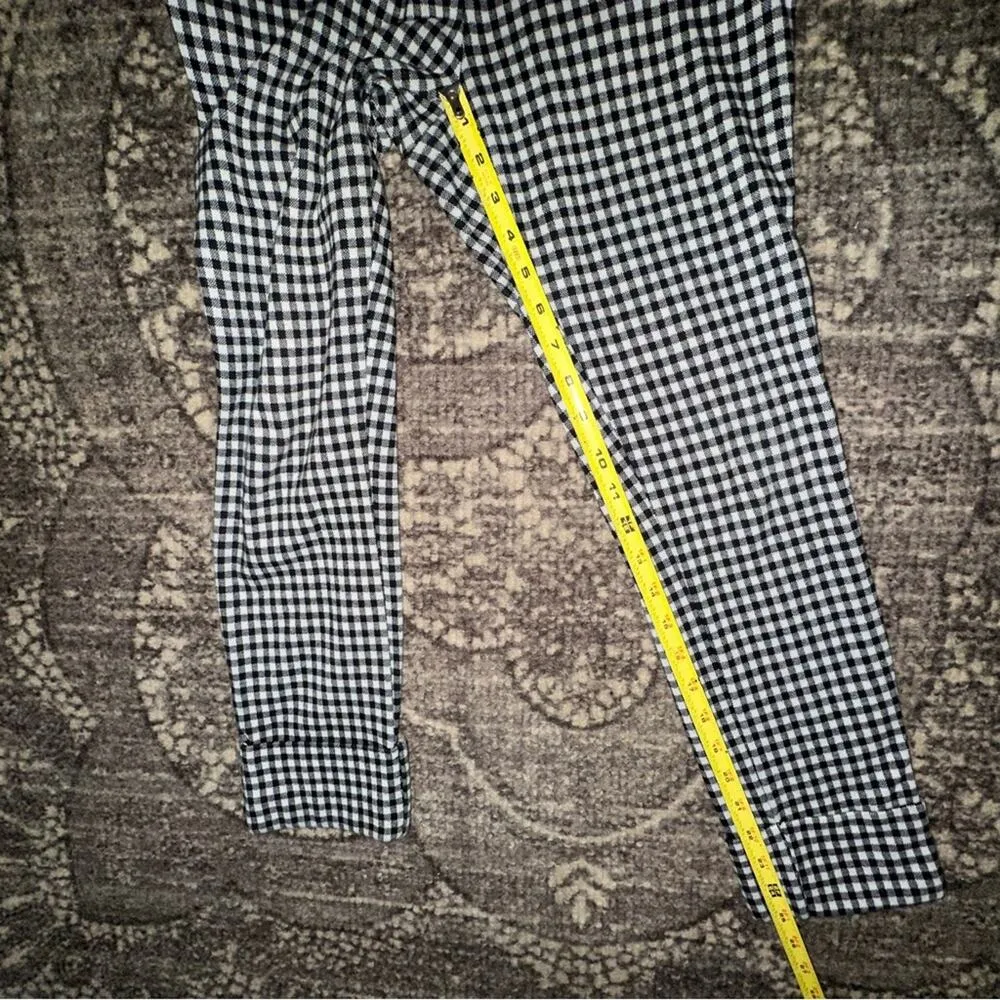 Anthropologie Women’s 0 Black White Checkered Plaid Essential Crop Flare Pants - Image 12