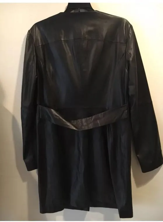 Laundry by Shelli Segal Black Leather Coat  - Image 2