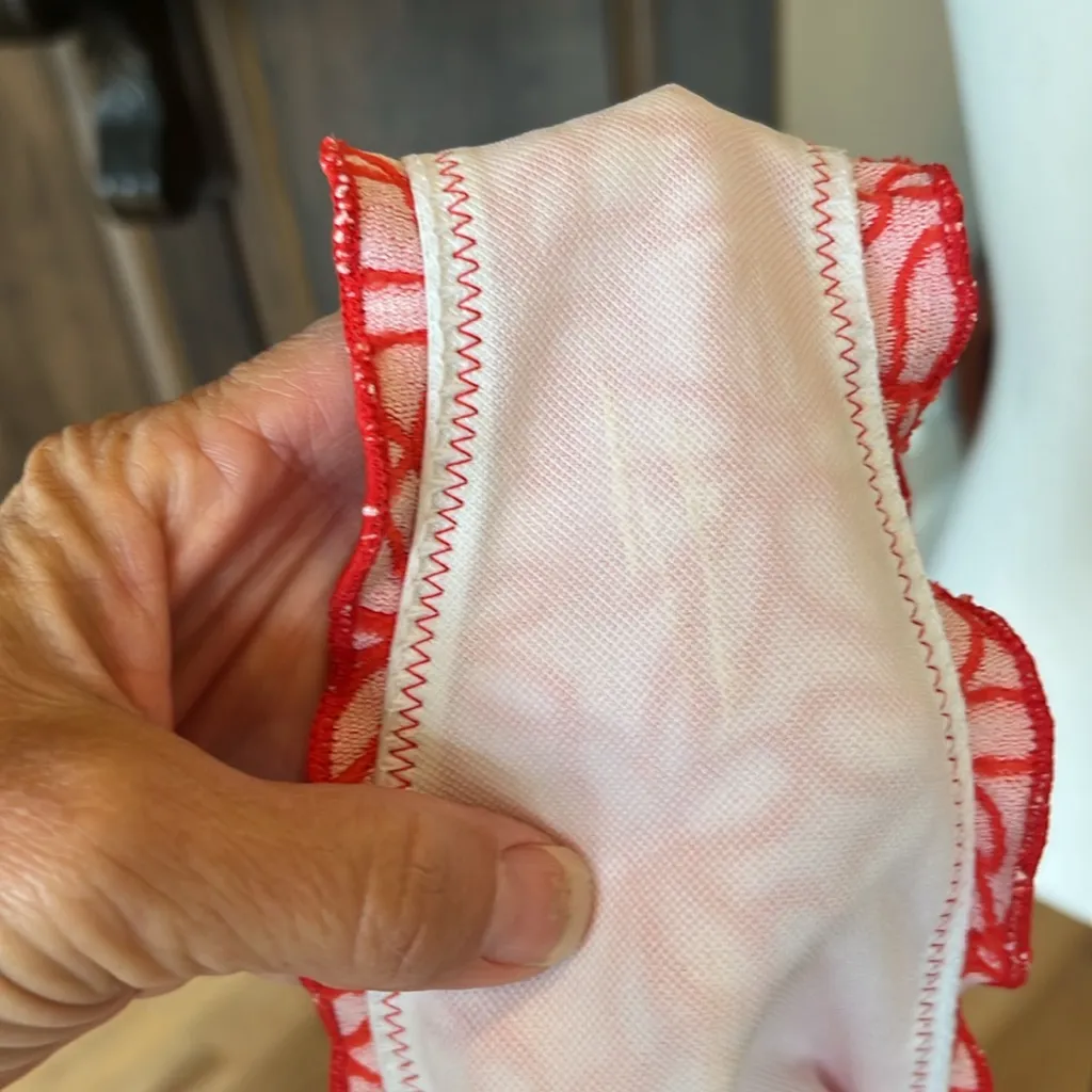 Red White Embroidered Flower Bikini Set Ruffle Size undefined - Image 10