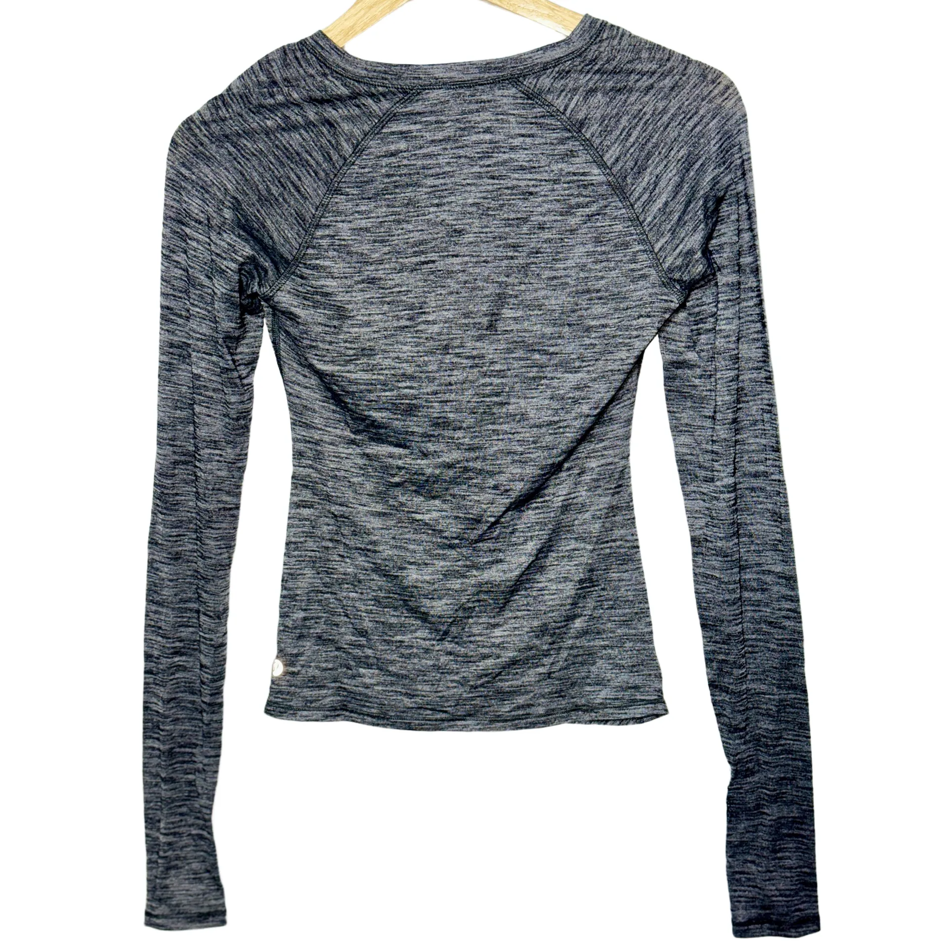 Lululemon Interval Long Sleeve Black Grey Ruched V-Neck Long Sleeve Shirt Size 4 - Image 8