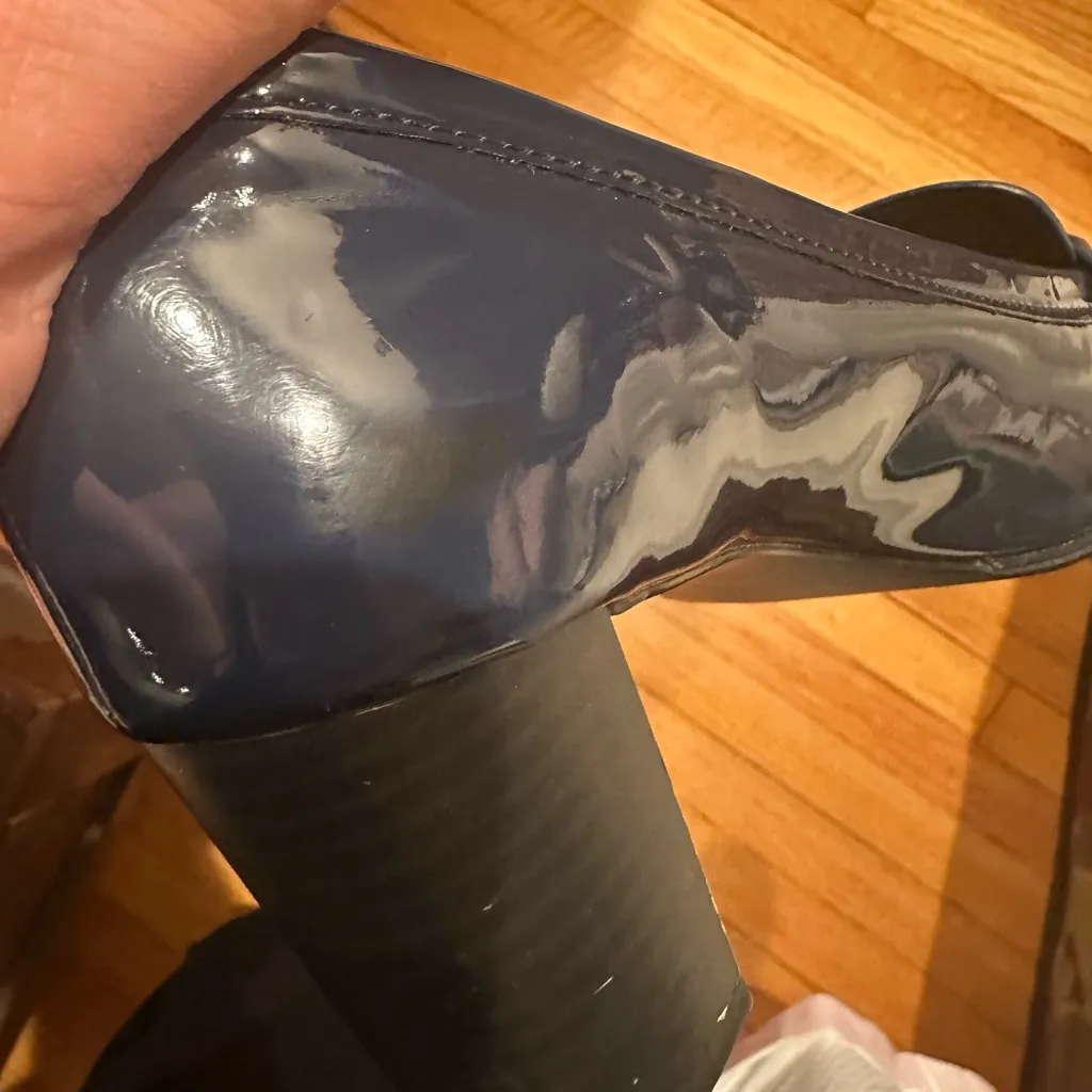 Bandolino Navy Patent Leather Penny Loafers 3 Inch Block Heels Sz 8 - Image 13