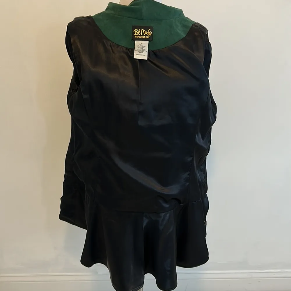 Bob Mackie Green Faux Suede Sequined Bell Sleeve Jacket - Image 7