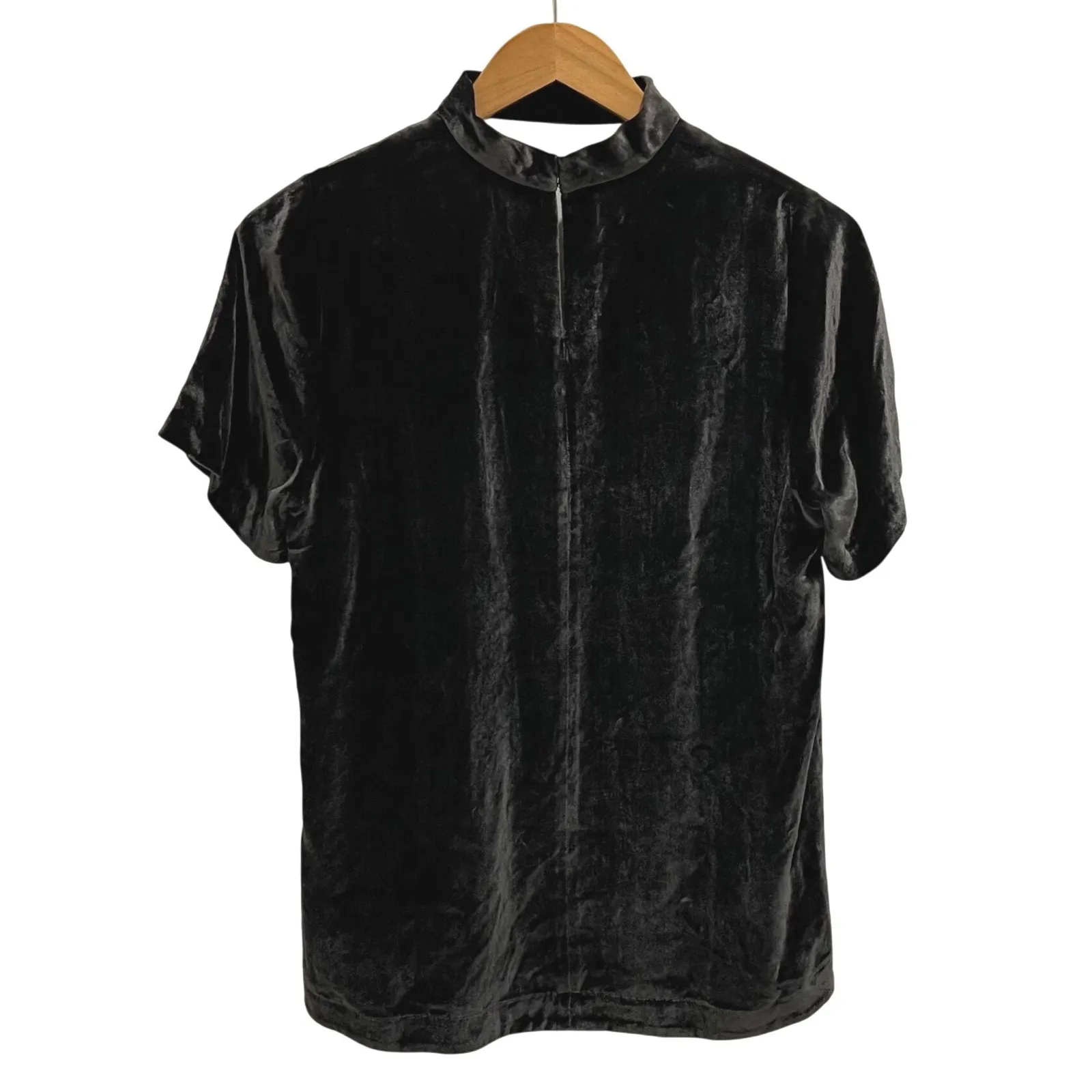 Madewell Velvet Choker V Neck Short Sleeve Top Women Size S Black - Image 5