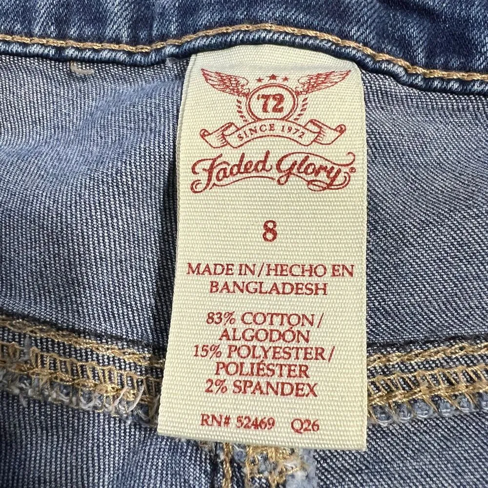 Faded Glory Womens Denim Blue Jean Skinny Jeans Jeggings Distressed Patched Sz 8 - Image 6