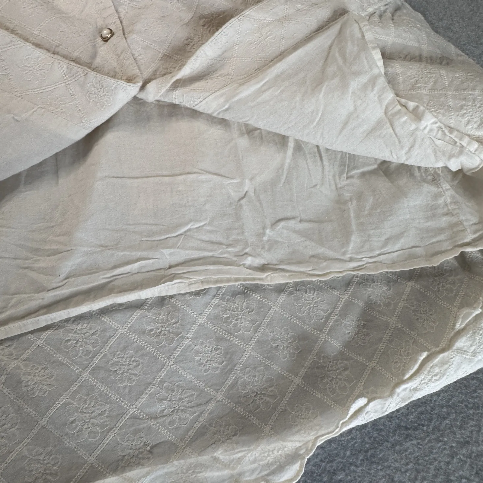 Simple Retro Milkmaid Prairie Country Dress Womens M White Lace Cotton Pearl Size M - Image 10