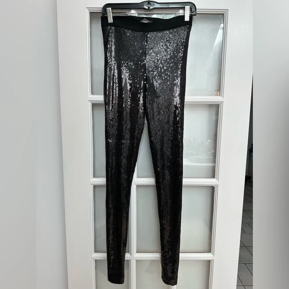 Vintage Avenue Montaigne Glamorous Black Sequin Cassis Leggings Size 4 Small S - Image 6