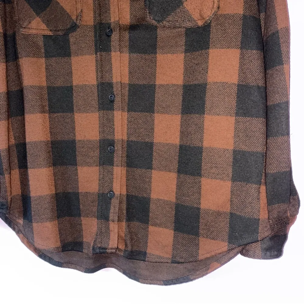 Casa Cabana Size M Brown Black Plaid Flannel Shirt Shacket Size M - Image 3
