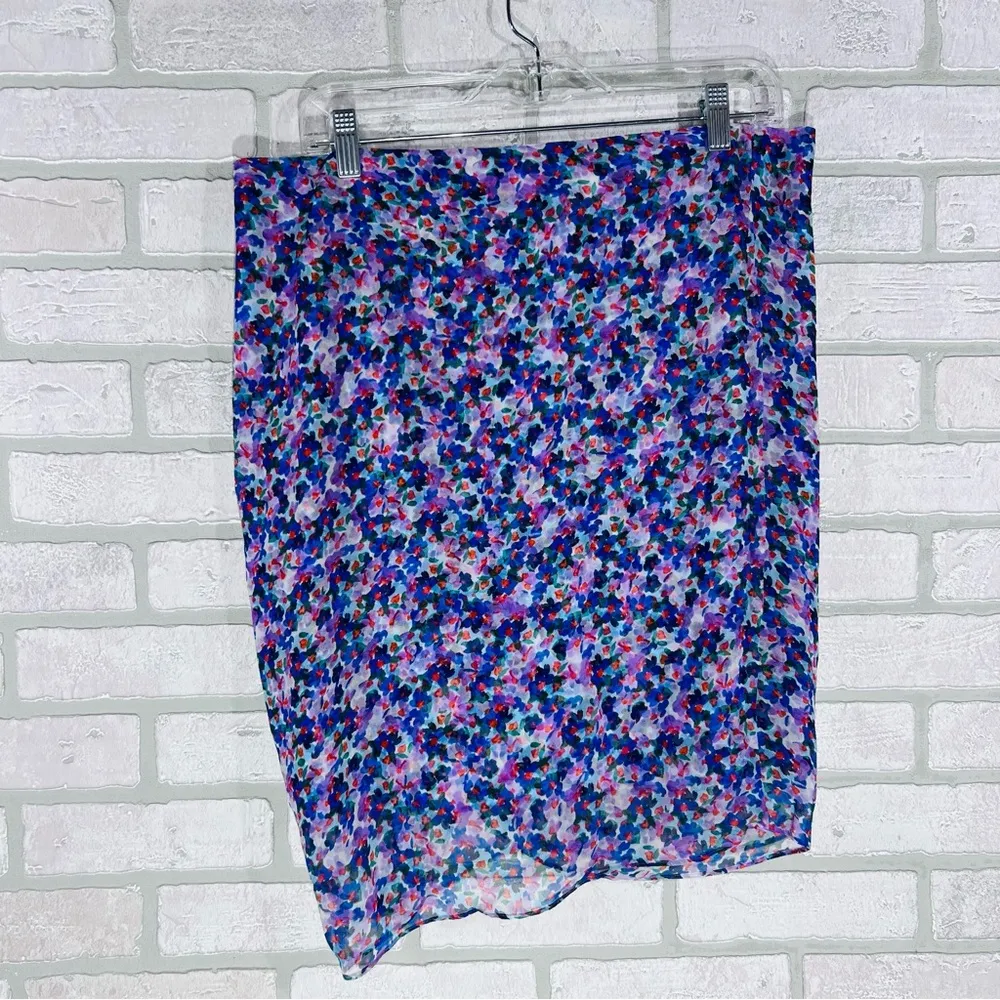 Veronica Beard Spencer Silk Side Ruched Abstract Floral Pencil Skirt Size 16 - Image 6