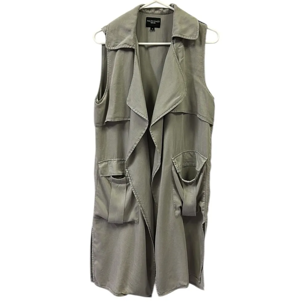Walter Baker Lyocell Long Open Front Utility Vest Jacket with Pockets Womens M - Image 7