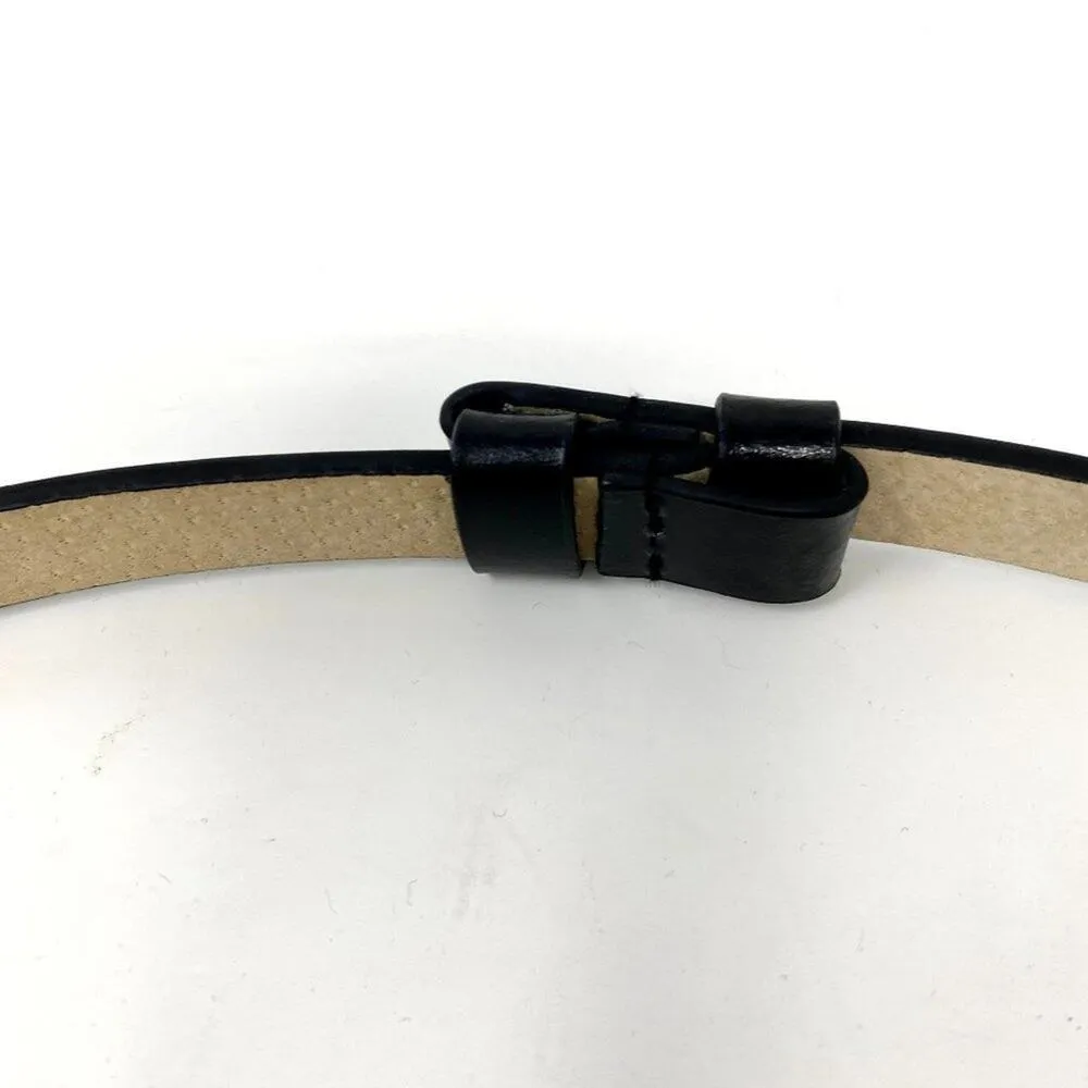 Chico's Black Silver Hammered front Hook Leather Back Adjustable Waist Belt S - Image 4