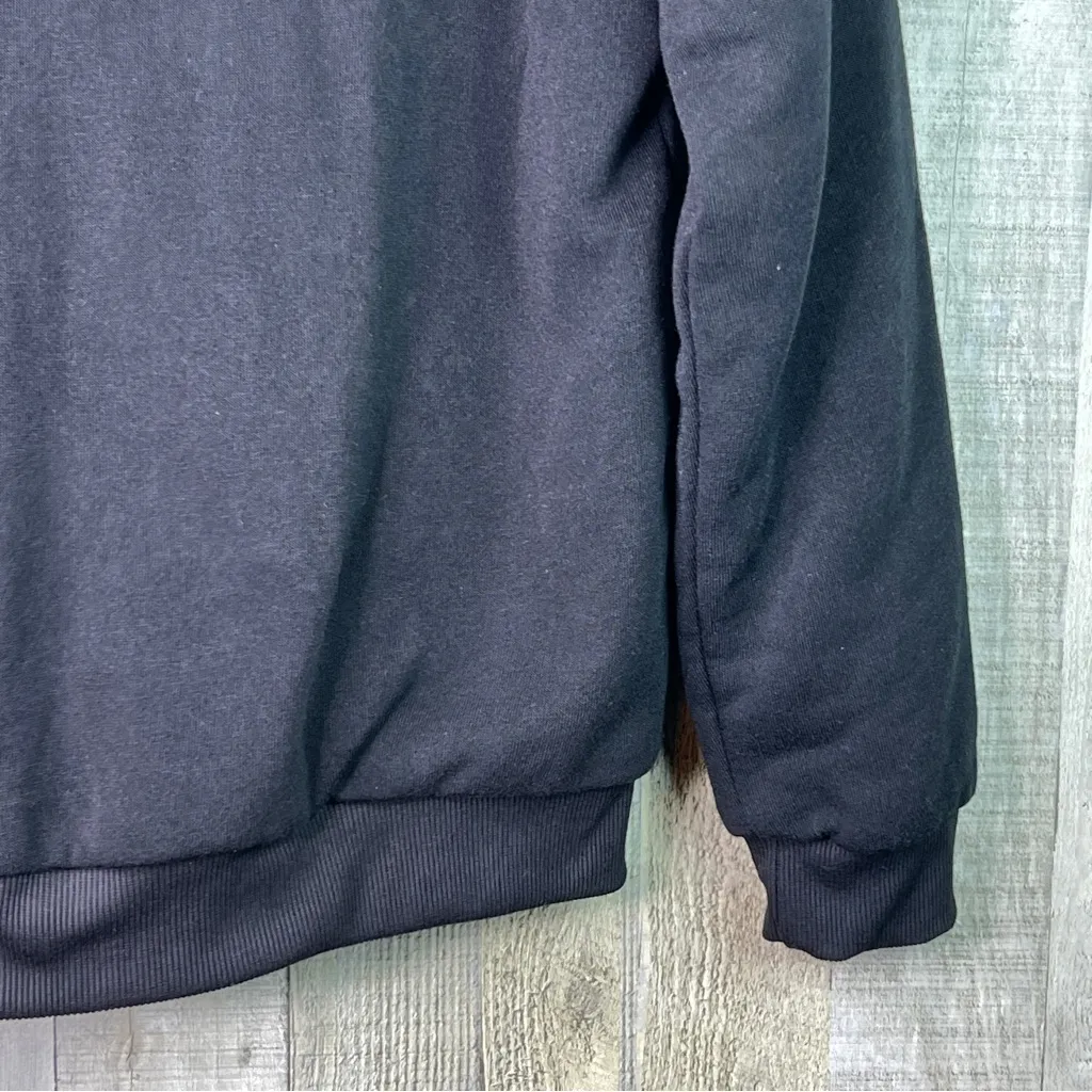 Seven Apparel Black Large Thick Fleece Lined Jacket Long Sleeves Hooded Pockets - Image 7