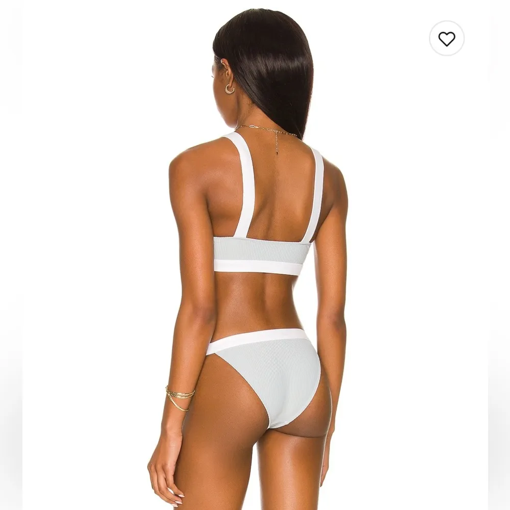 Tularosa Shore Top and bottom in Baby Blue & White bikini - Image 2