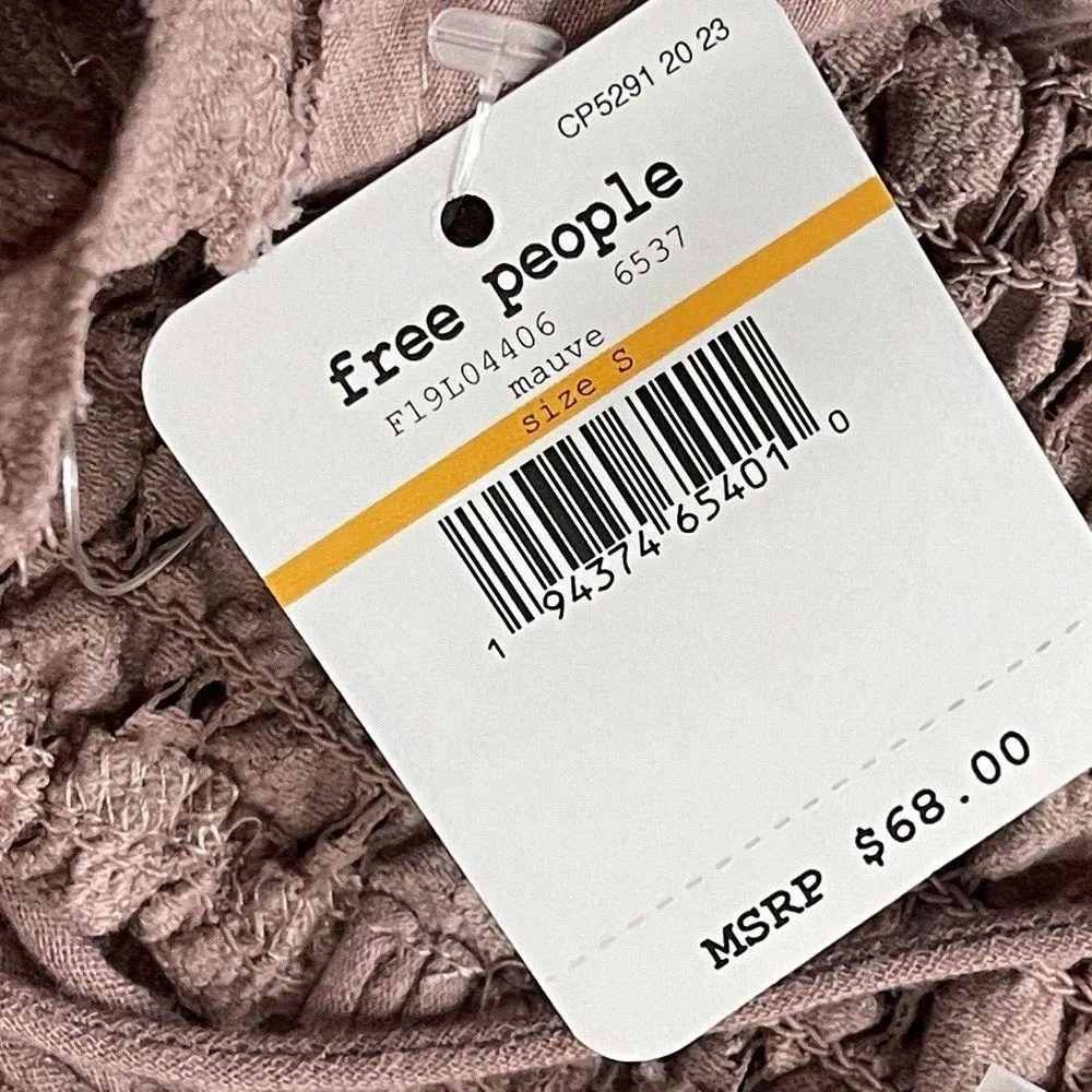 Free People Intimately Small Adella Cami Top Mauve Ruffled Crochet Lace Smocked - Image 8