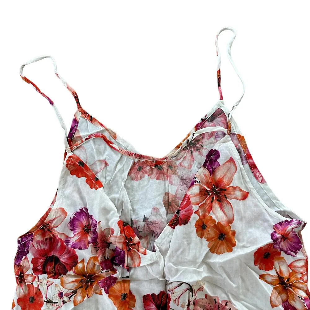 Onia Pink Purple & Orange Floral Long Tunic Tank - Image 4