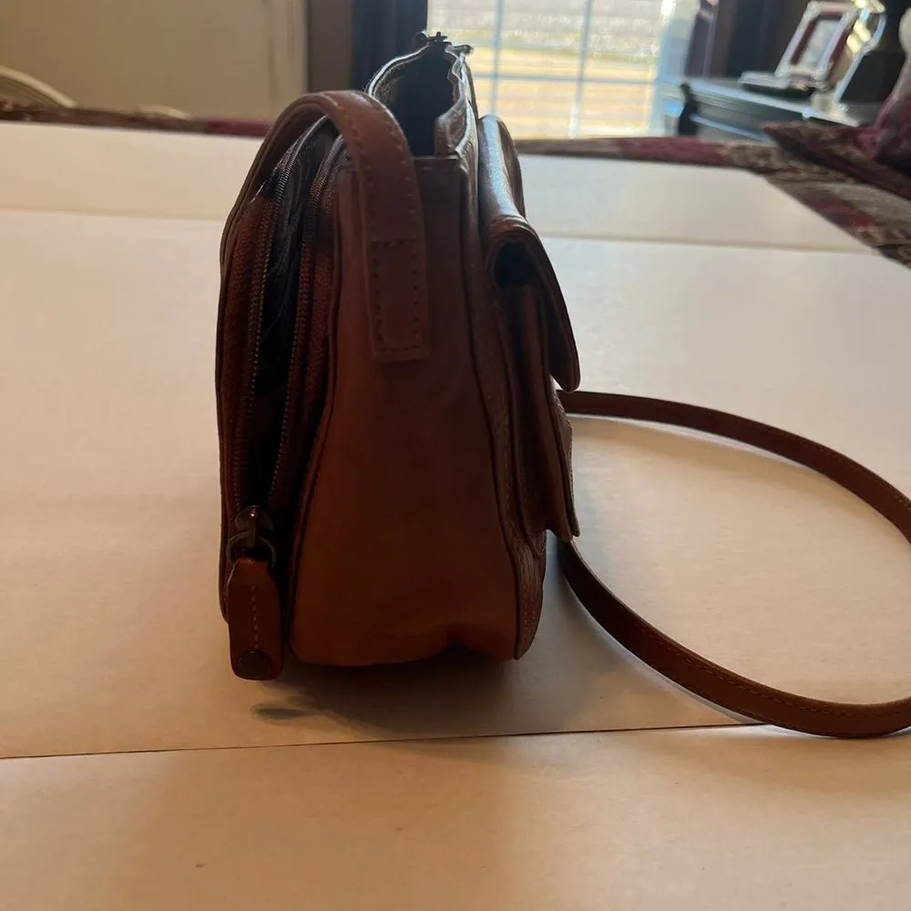 Fossil Brown Crossbody Shoulder Bag Purse Handbag Y2K‎ 90s Vintage Pockets Boho - Image 7